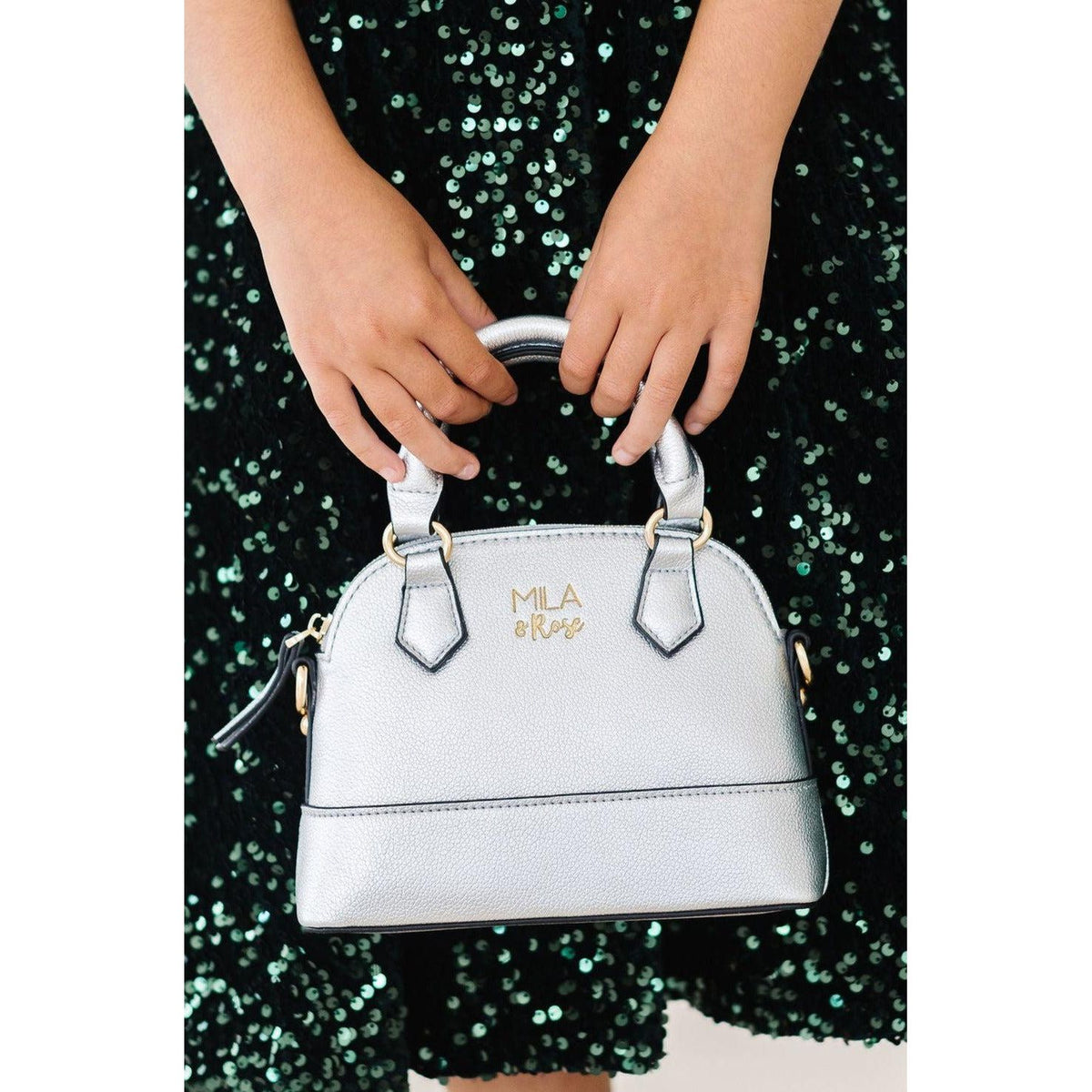 Silver Metallic Girl's Crossbody Purse