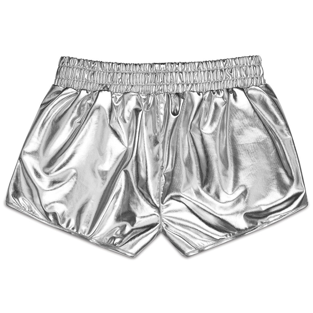 metallic shorts | silver
