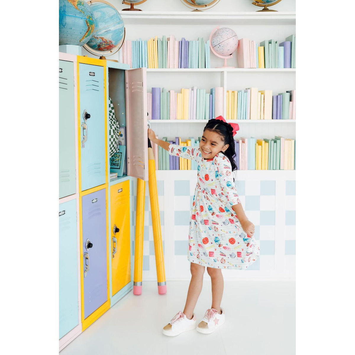 Smarty Pants 3/4 Sleeve Pocket Twirl Dress