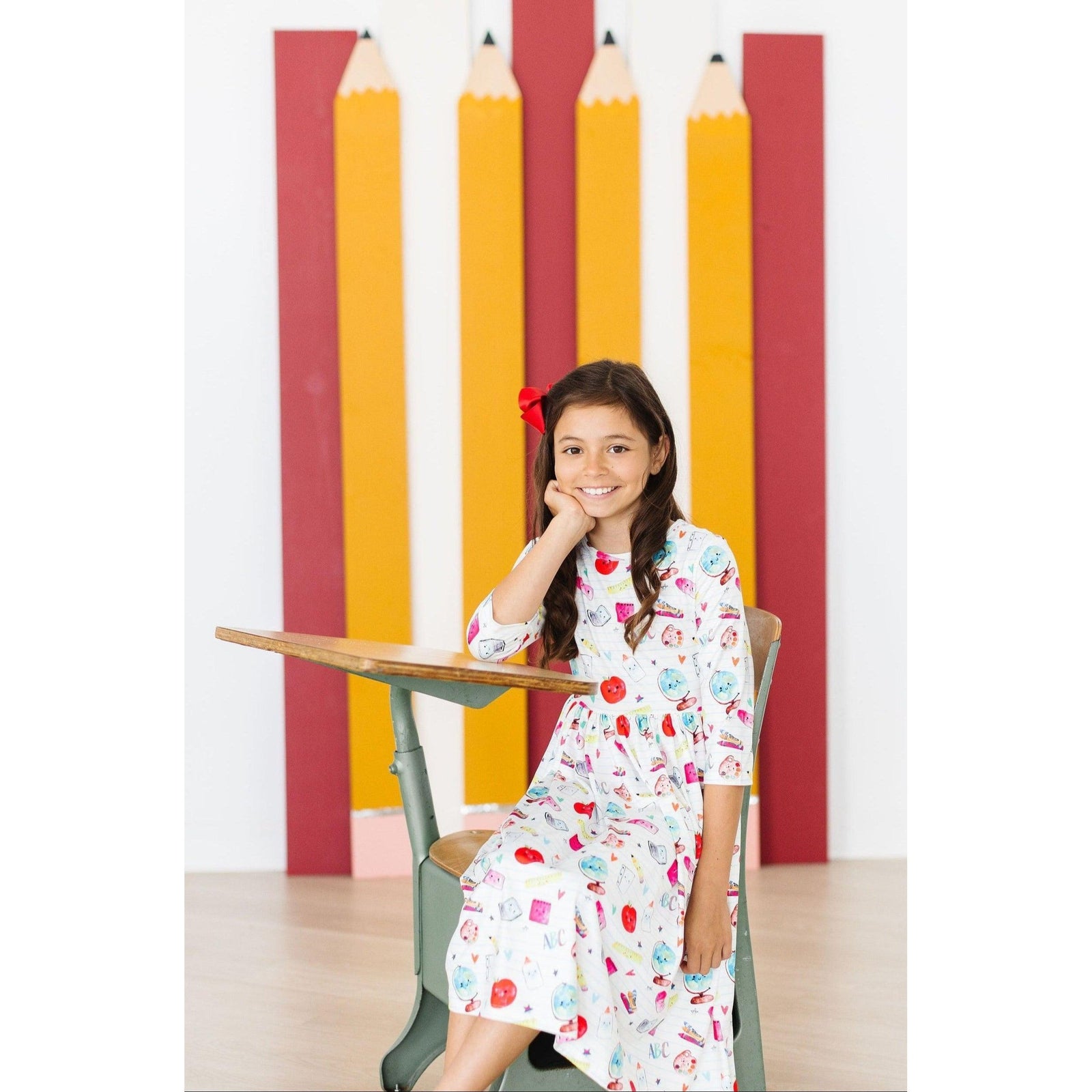 Smarty Pants 3/4 Sleeve Pocket Twirl Dress