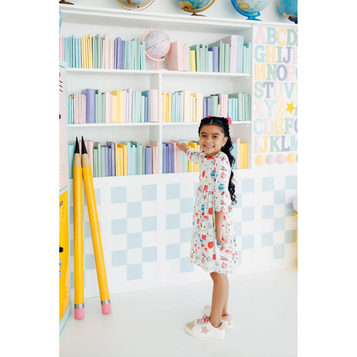 Smarty Pants 3/4 Sleeve Pocket Twirl Dress