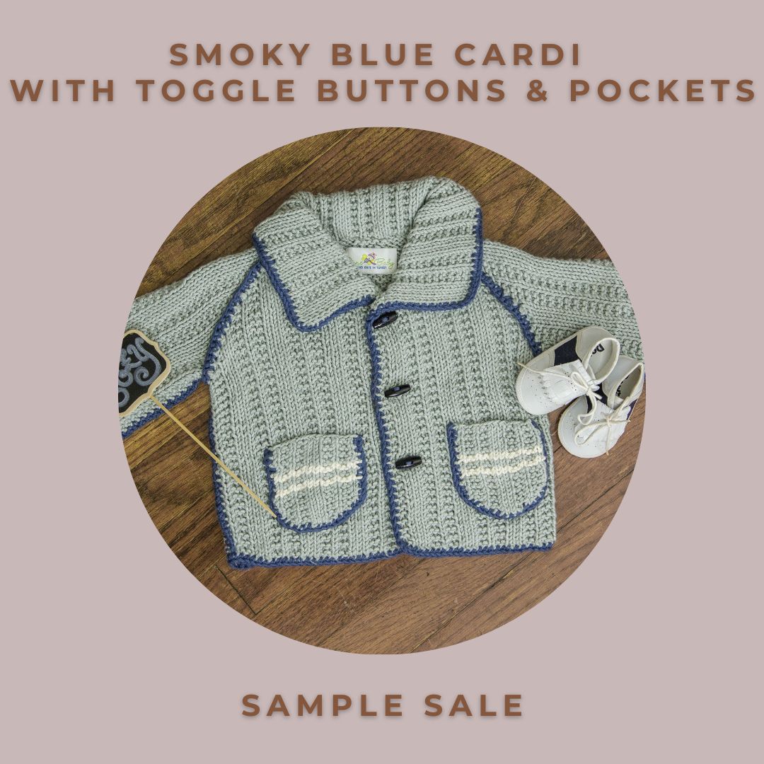 Smoky Blue Cardi with Toggle Buttons &amp; Pockets