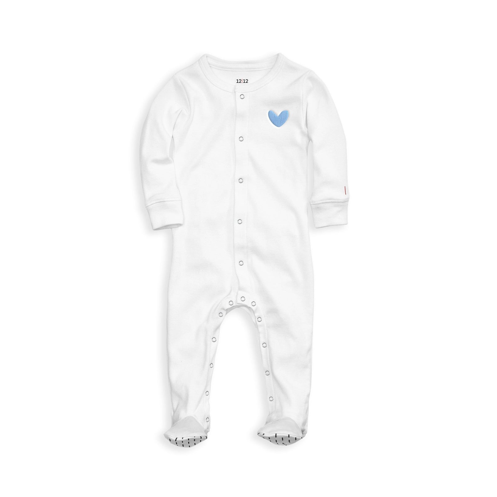 The Organic Snap Footie [White with Blue Heart]