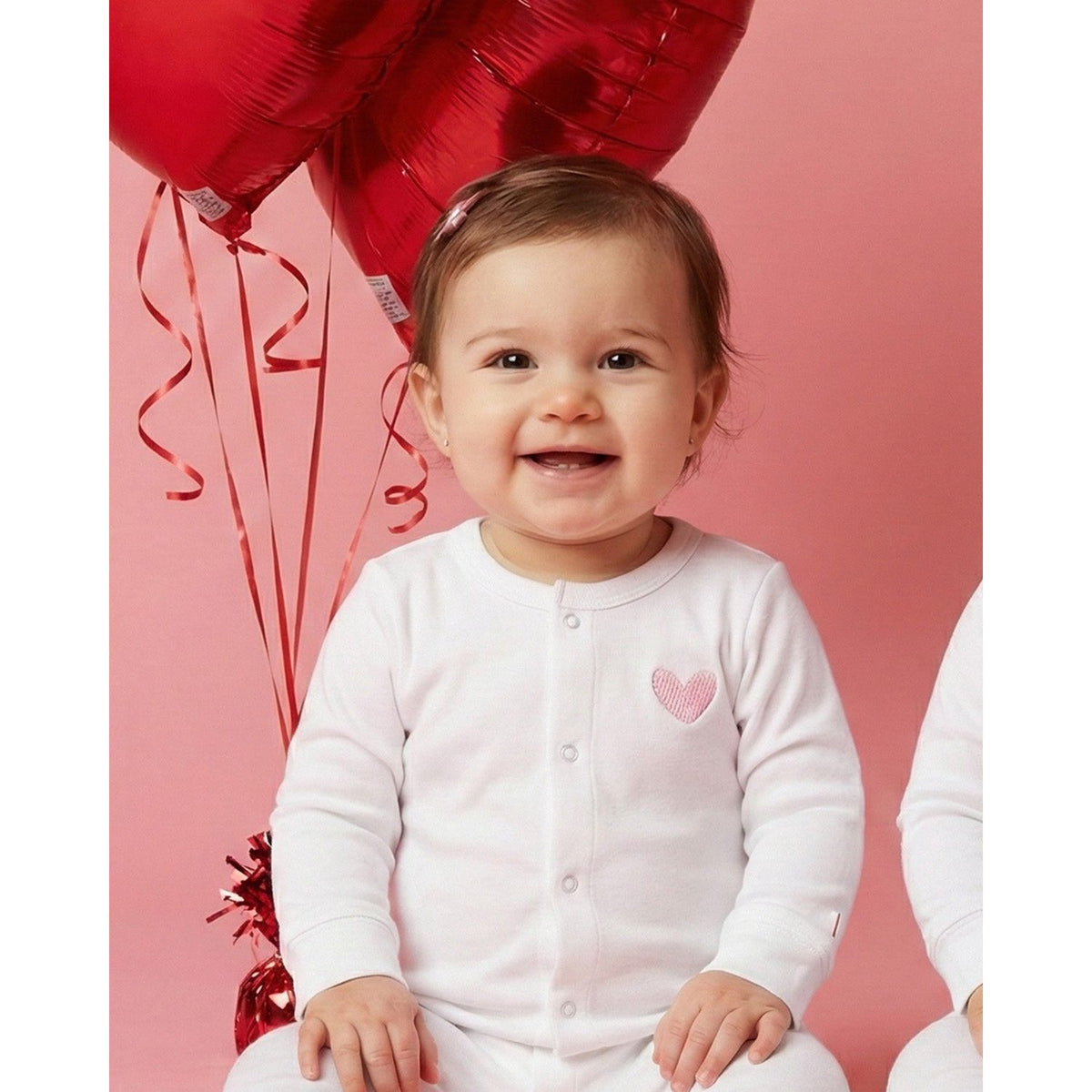 The Organic Snap Footie [White with Pink Heart]