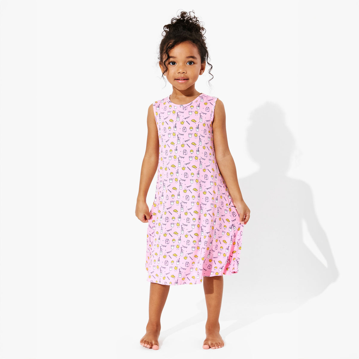 Milk &amp; Cookies Pink Bamboo Girls' Sleeveless Dress