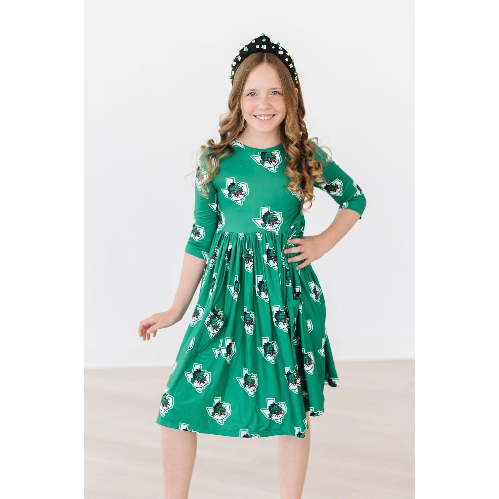 Southlake Carroll Dragons 3/4 Sleeve Pocket Twirl Dress