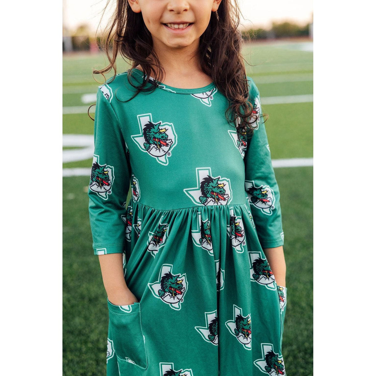 Southlake Carroll Dragons 3/4 Sleeve Pocket Twirl Dress