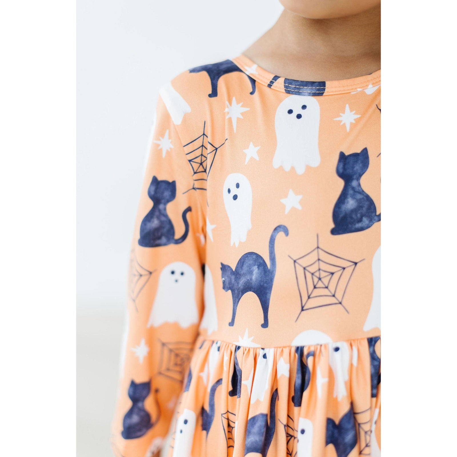 Spooky Kitty 3/4 Sleeve Pocket Twirl Dress