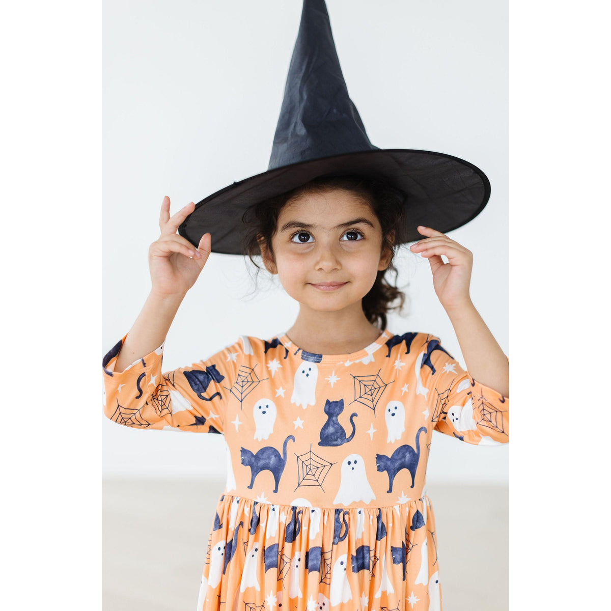 Spooky Kitty 3/4 Sleeve Pocket Twirl Dress