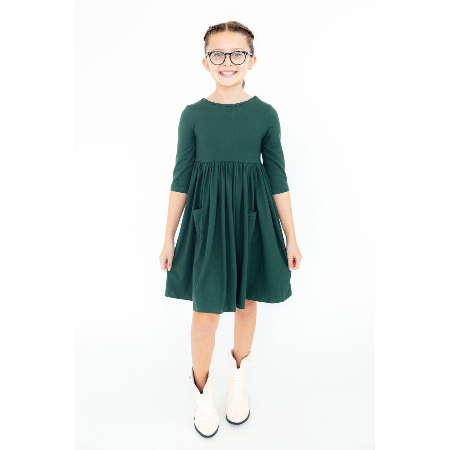 Spruce 3/4 Sleeve Pocket Twirl Dress
