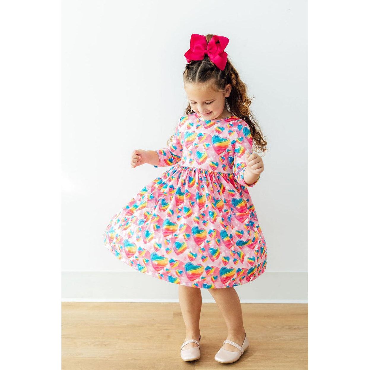 Sugar & Spice 3/4 Sleeve Pocket Twirl Dress