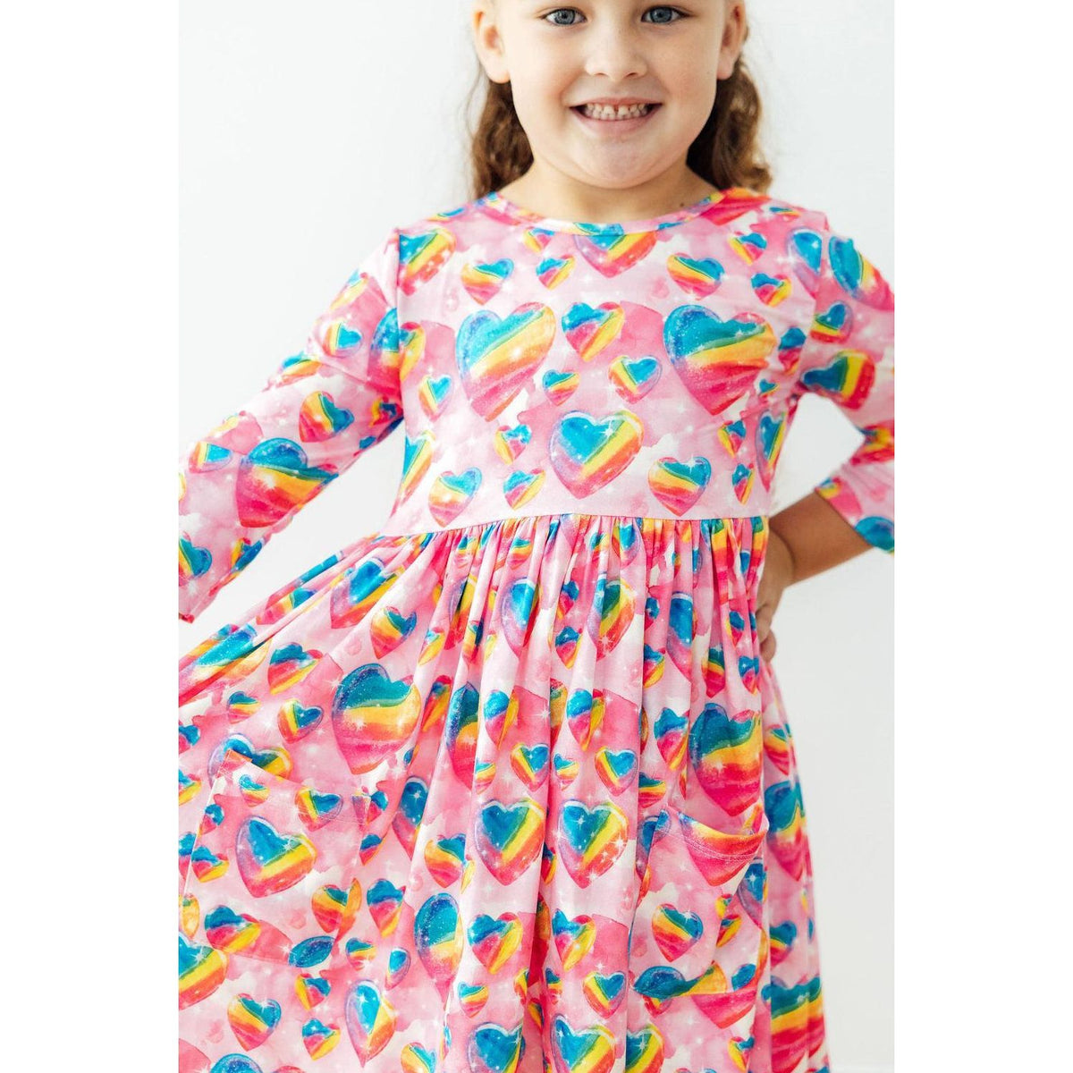 Sugar & Spice 3/4 Sleeve Pocket Twirl Dress
