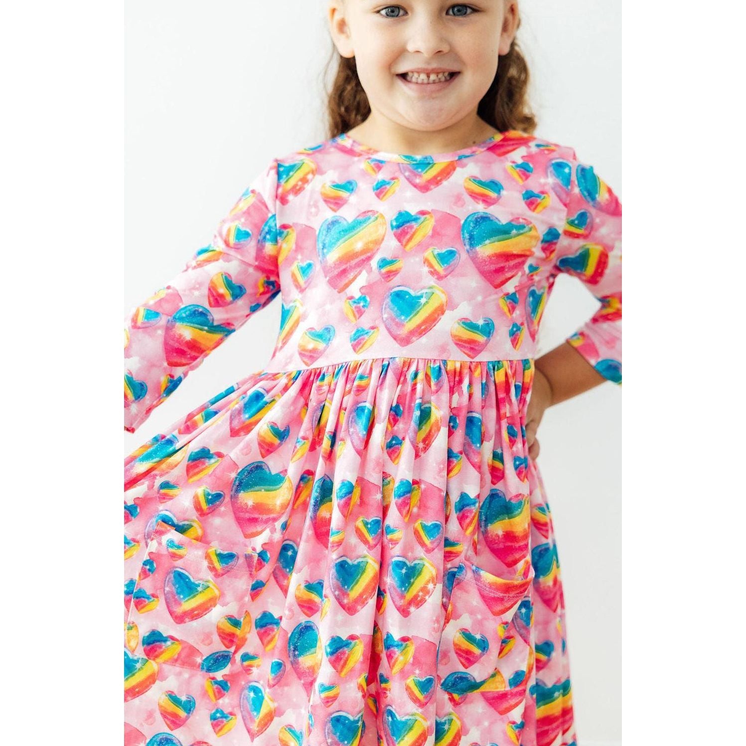 Sugar & Spice 3/4 Sleeve Pocket Twirl Dress
