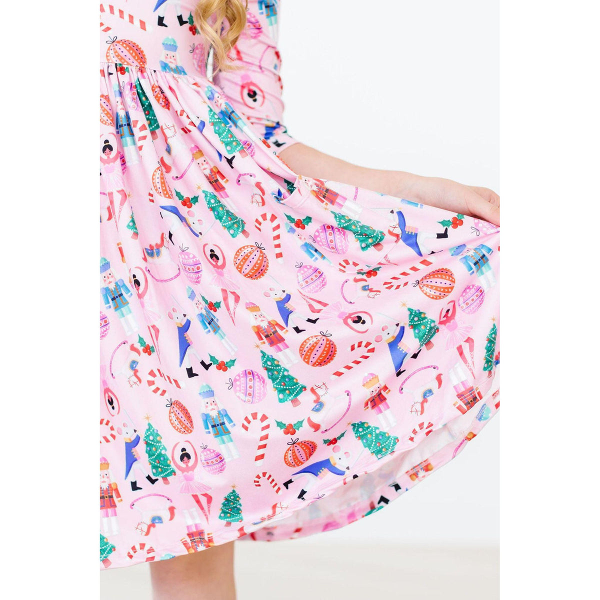 Sugarplum Fairy 3/4 Sleeve Pocket Twirl Dress