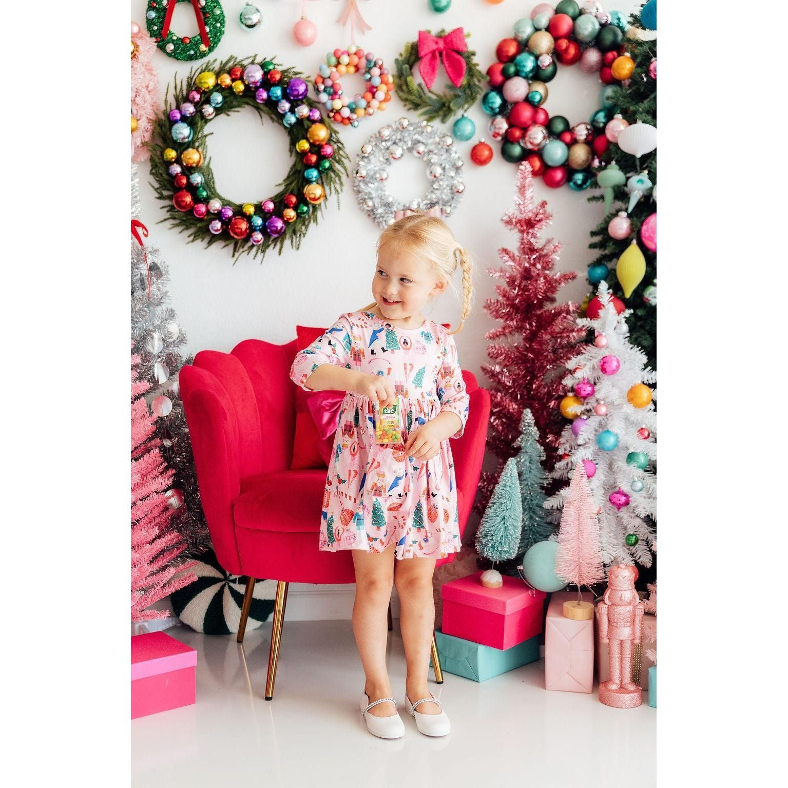 Sugarplum Fairy 3/4 Sleeve Pocket Twirl Dress