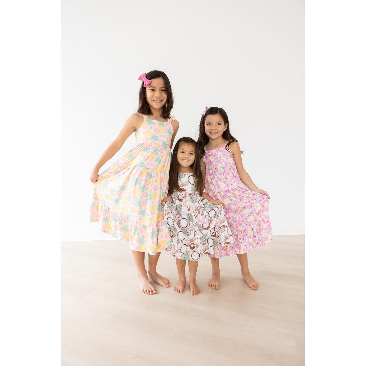 Summer Watercolor Floral Ruffle Maxi Dress