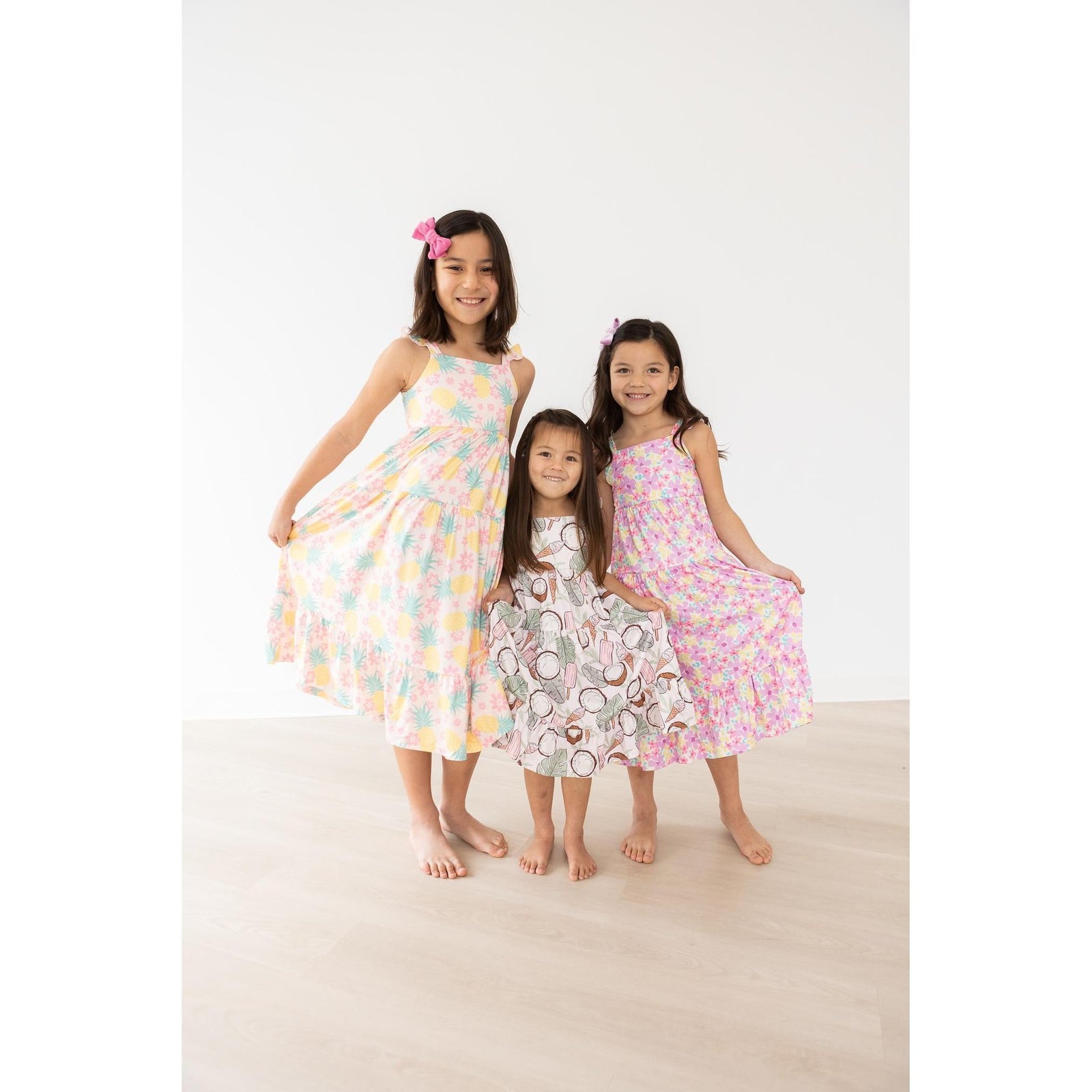 Summer Watercolor Floral Ruffle Maxi Dress