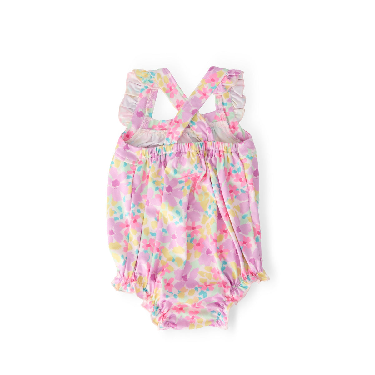 Summer Watercolor Ruffle Cross Back Romper