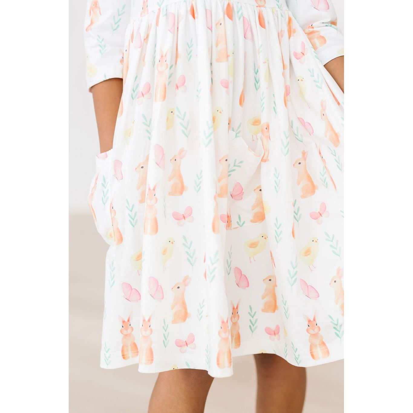 Sunny Bunnies 3/4 Sleeve Pocket Twirl Dress