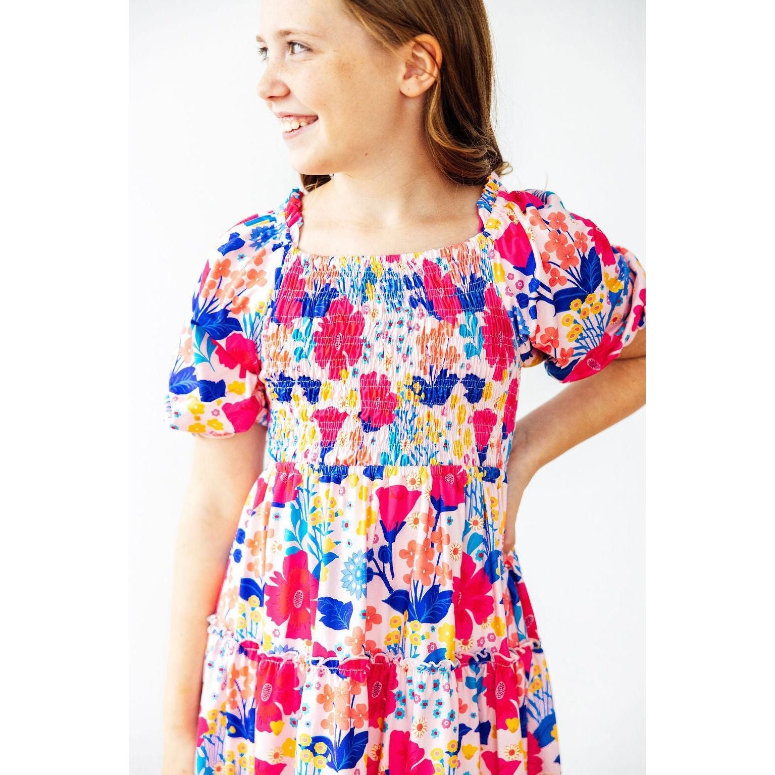 Sunshine Garden Smocked Ruffle Dress
