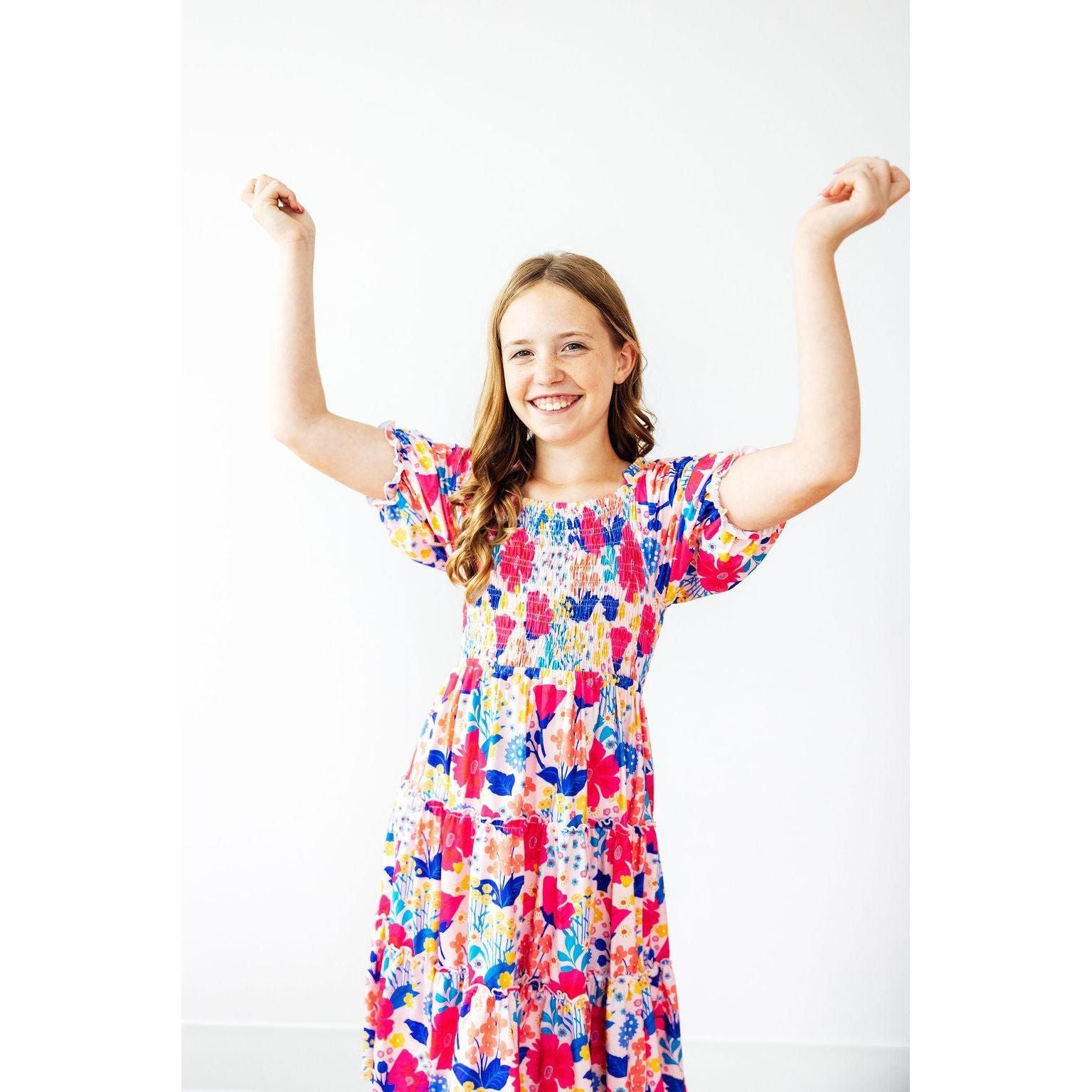 Sunshine Garden Smocked Ruffle Dress