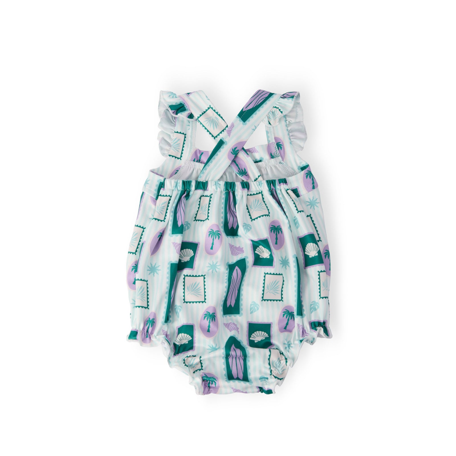 Surfer Girl Ruffle Cross Back Romper