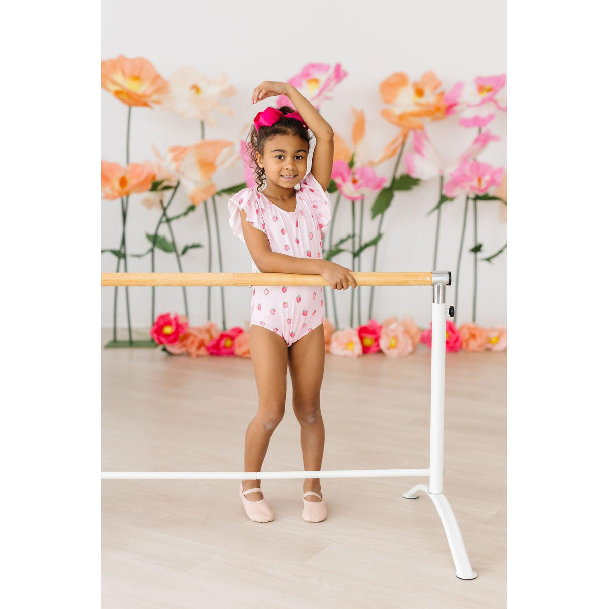 Sweet Strawberries S/S Flutter Sleeve Leotard