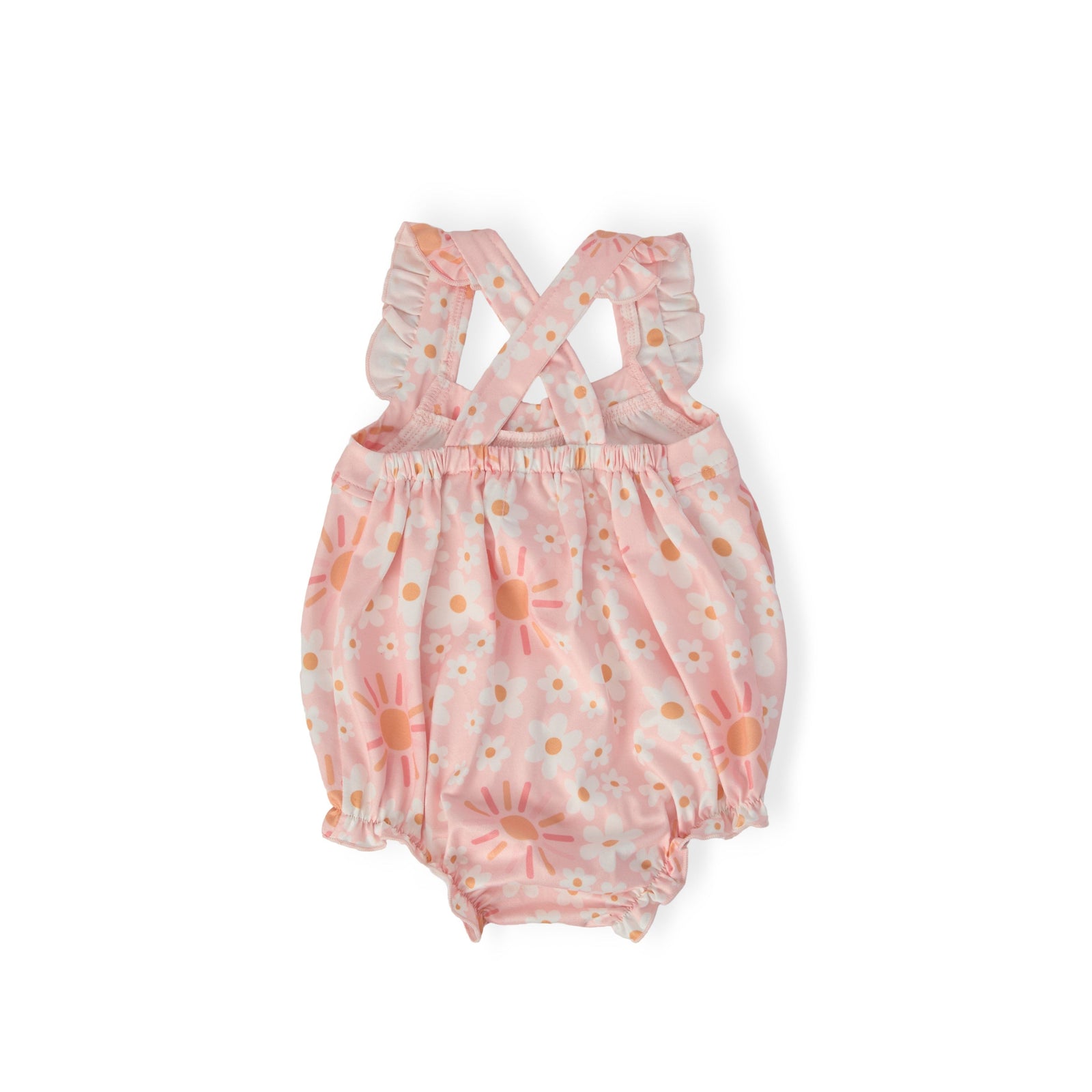 Sweet & Sunny Ruffle Cross Back Romper
