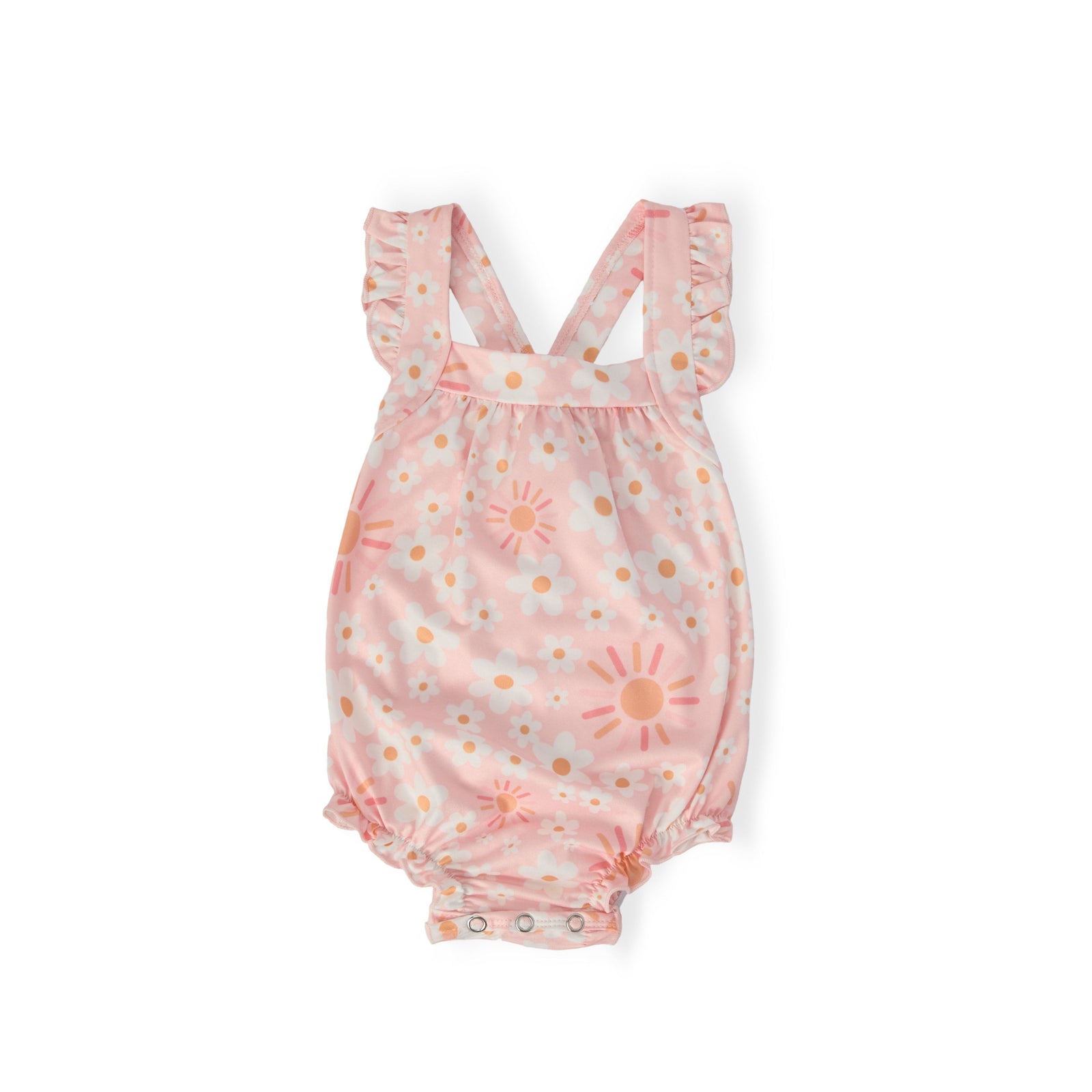 Sweet & Sunny Ruffle Cross Back Romper