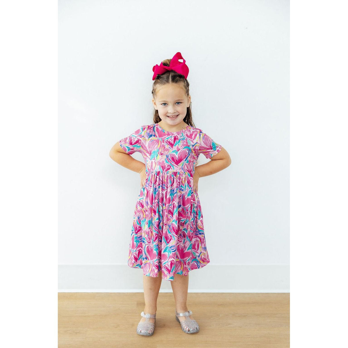 Sweetheart Scribble S/S Pocket Twirl Dress