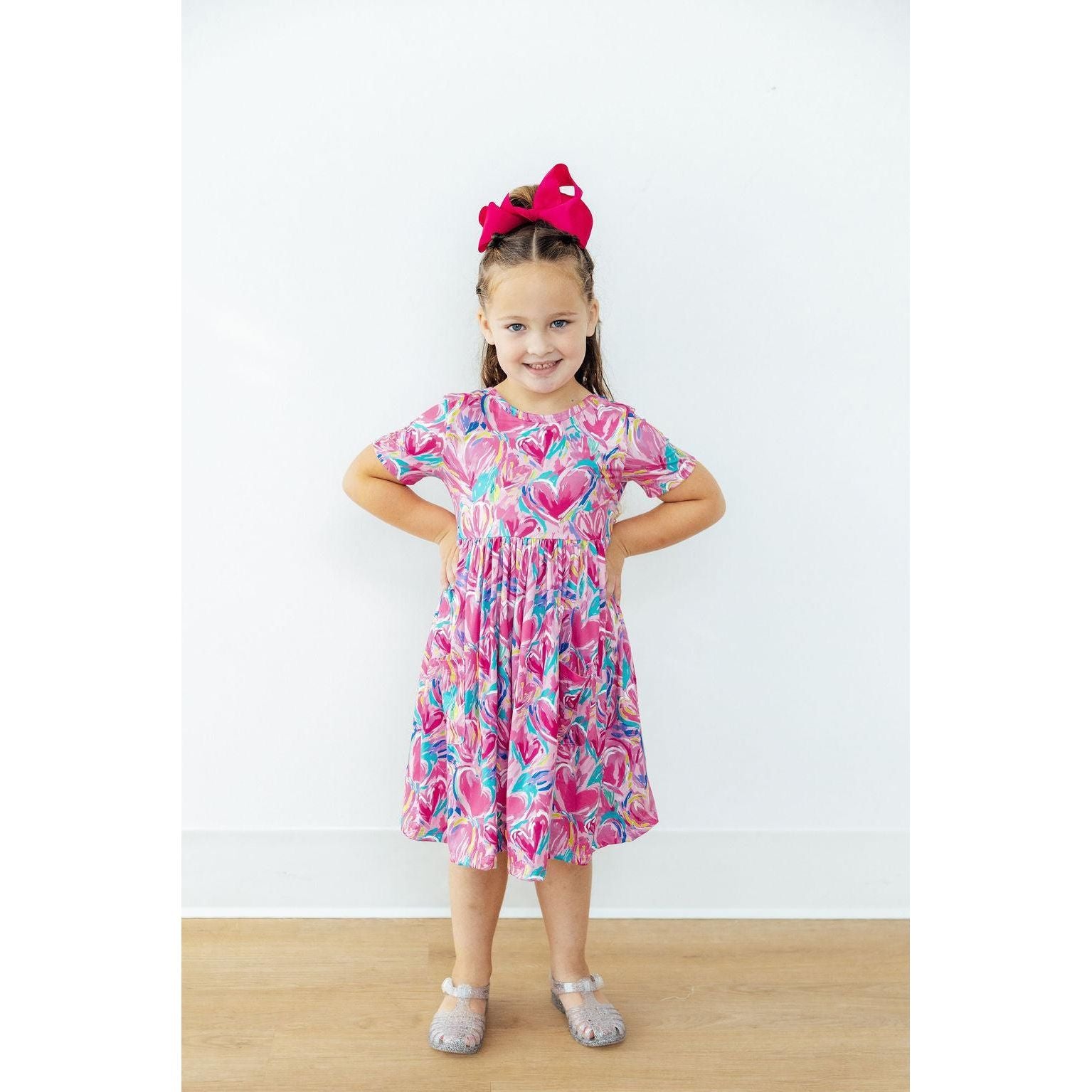 Sweetheart Scribble S/S Pocket Twirl Dress
