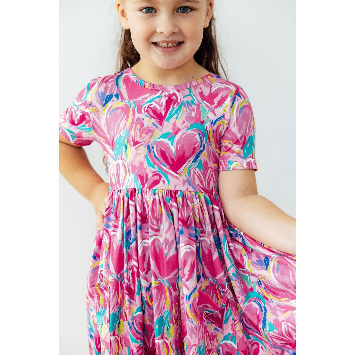 Sweetheart Scribble S/S Pocket Twirl Dress