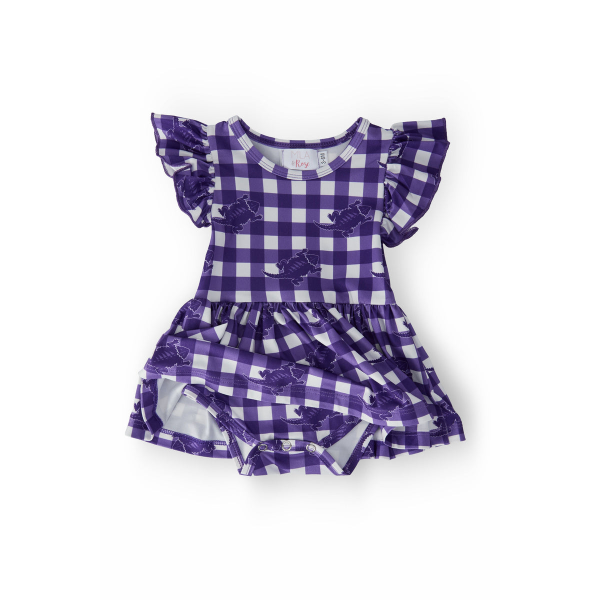 TCU Plaid Frog Flutter Twirl Bodysuit