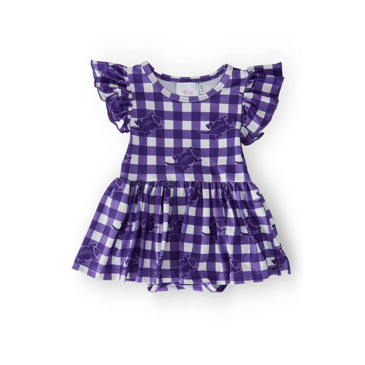 TCU Plaid Frog Flutter Twirl Bodysuit