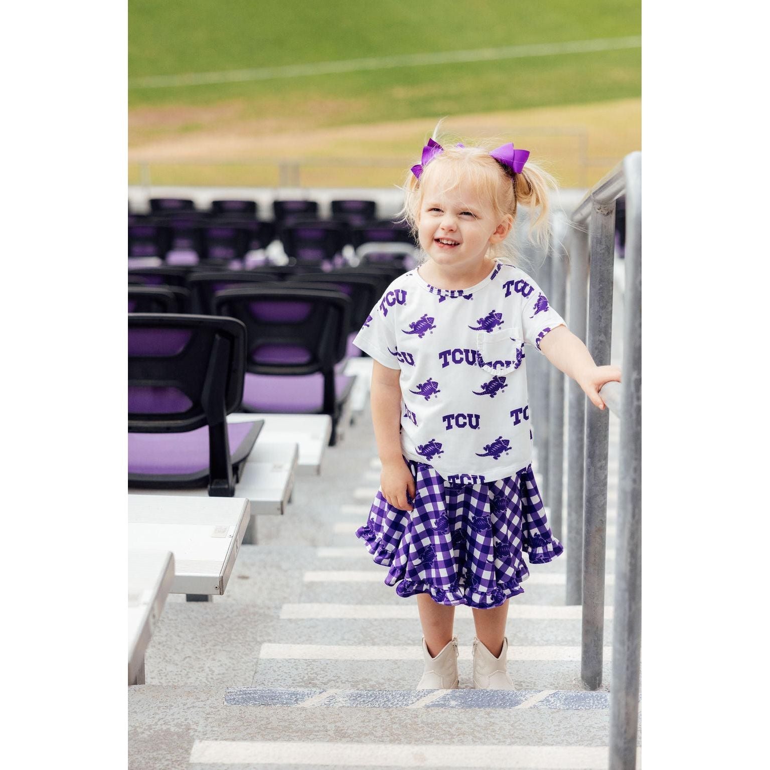 TCU Plaid Frog Ruffle Twirl Skort