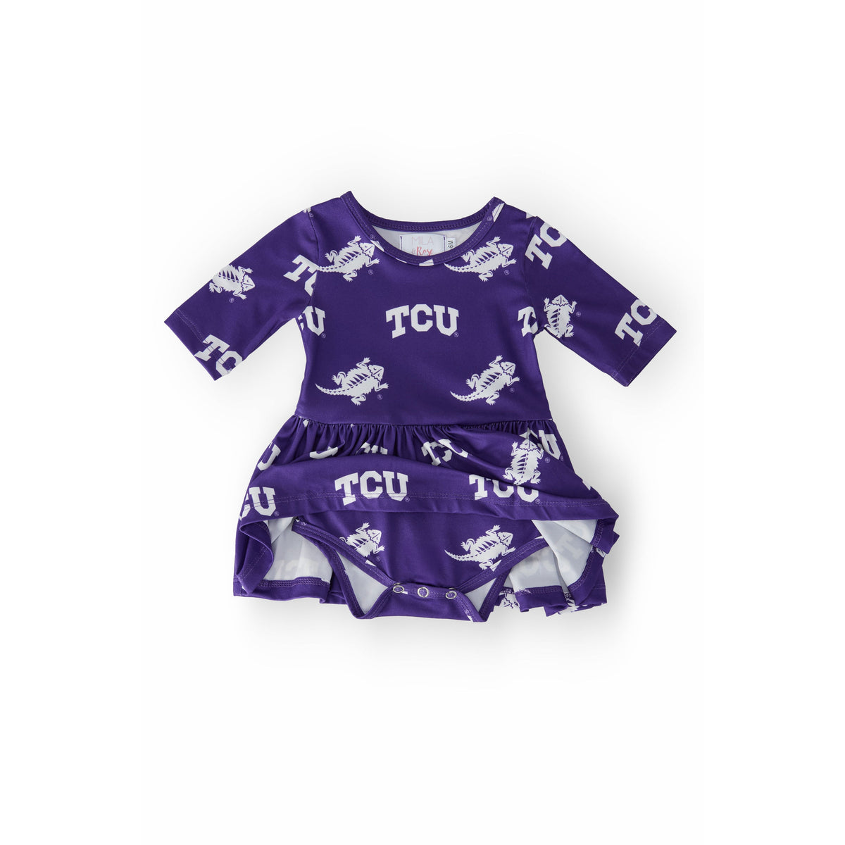 TCU Purple Frog 3/4 Sleeve Twirl Bodysuit