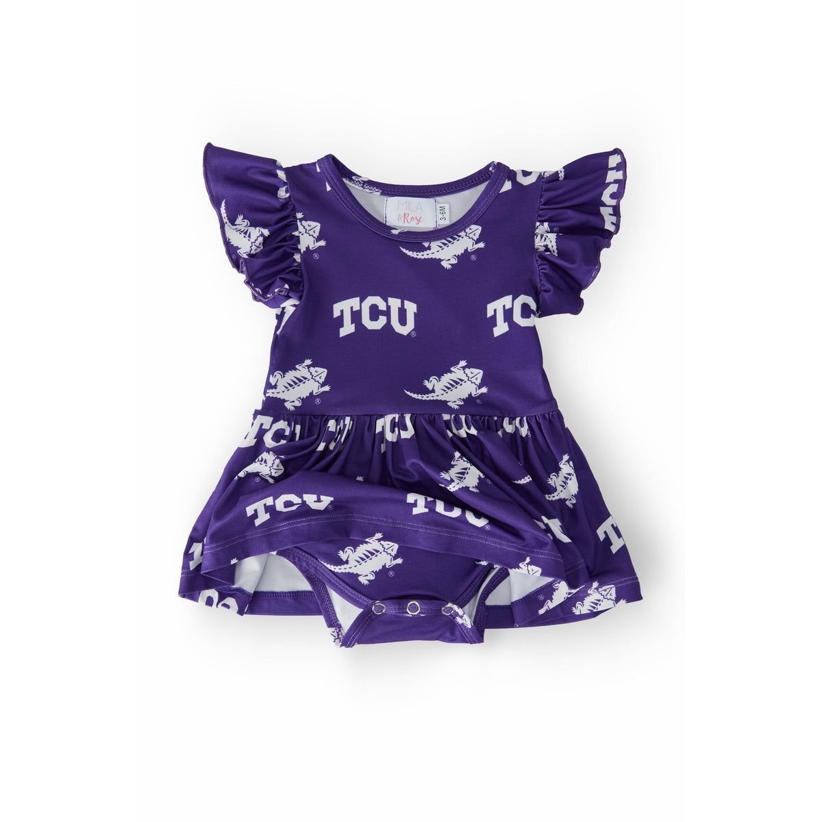 TCU Purple Frog Flutter Twirl Bodysuit