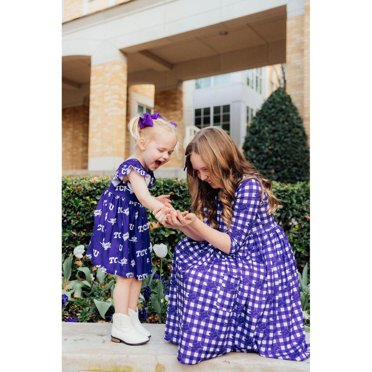 TCU Purple Frog Flutter Twirl Dress