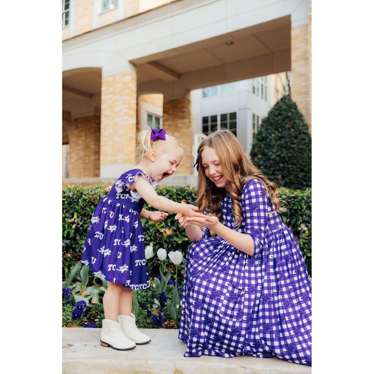 TCU Purple Frog Flutter Twirl Dress