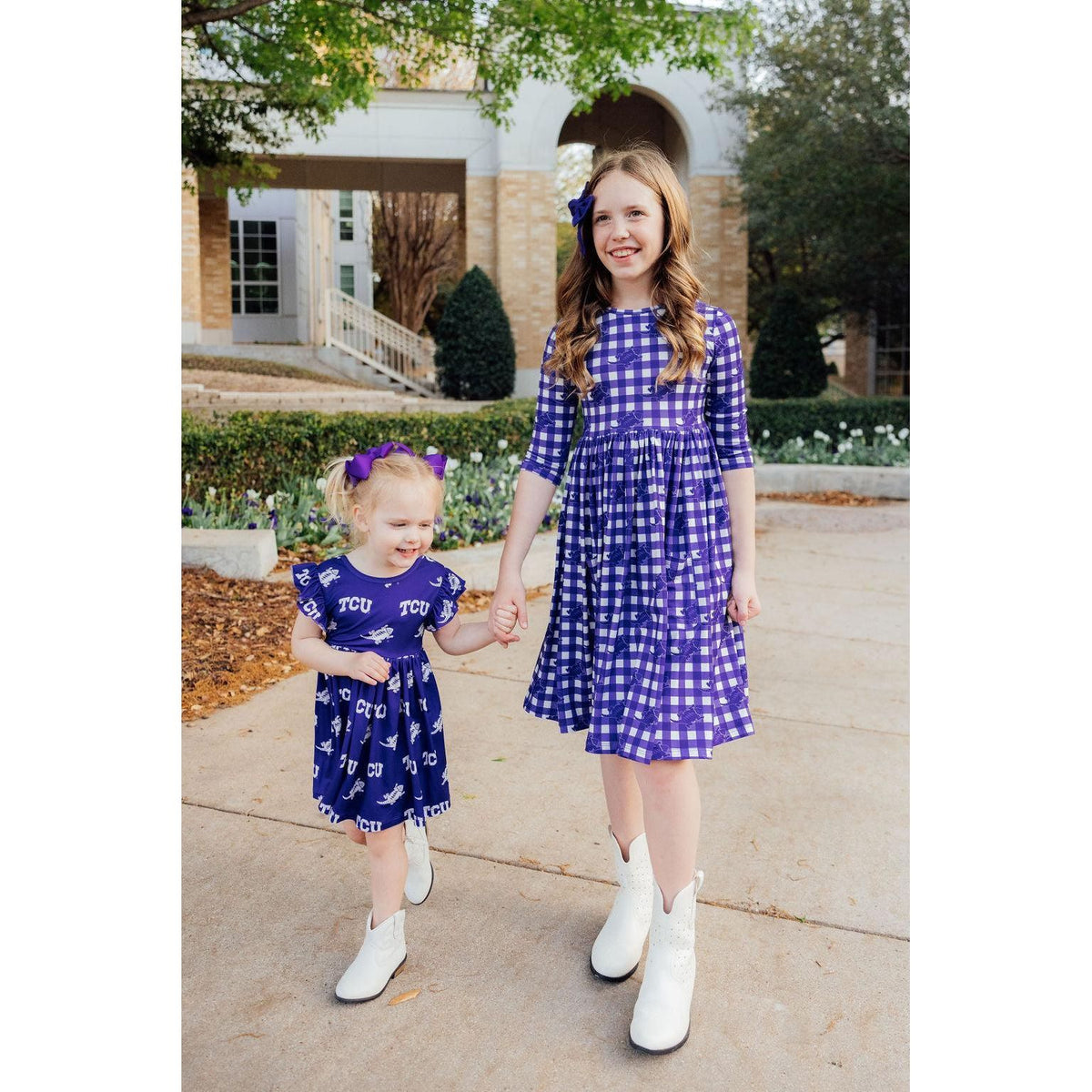TCU Purple Frog Flutter Twirl Dress