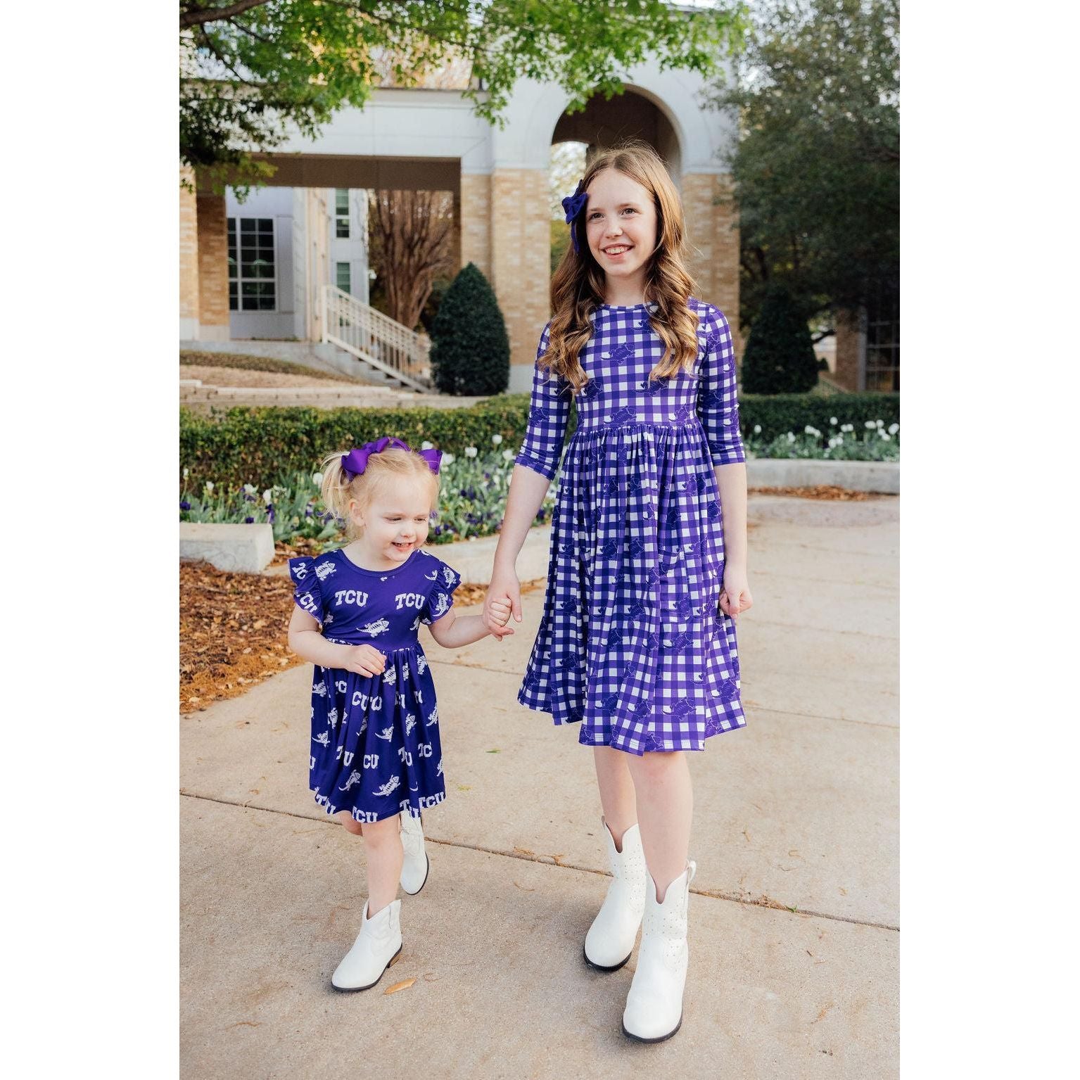 TCU Purple Frog Flutter Twirl Dress
