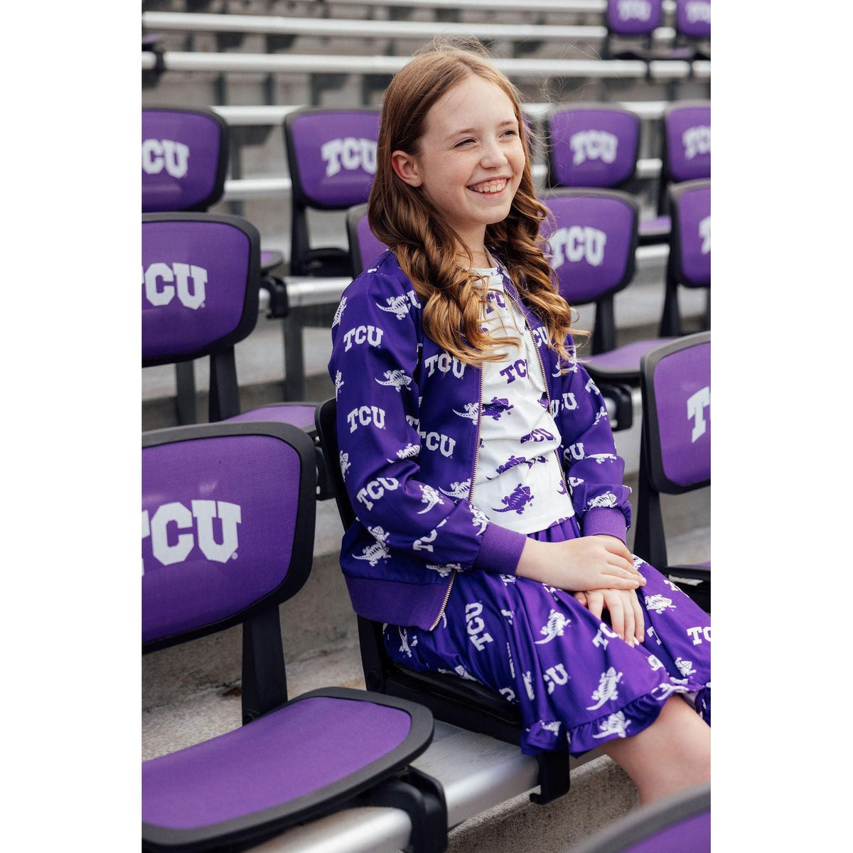 TCU Purple Frog Ruffle Twirl Skort