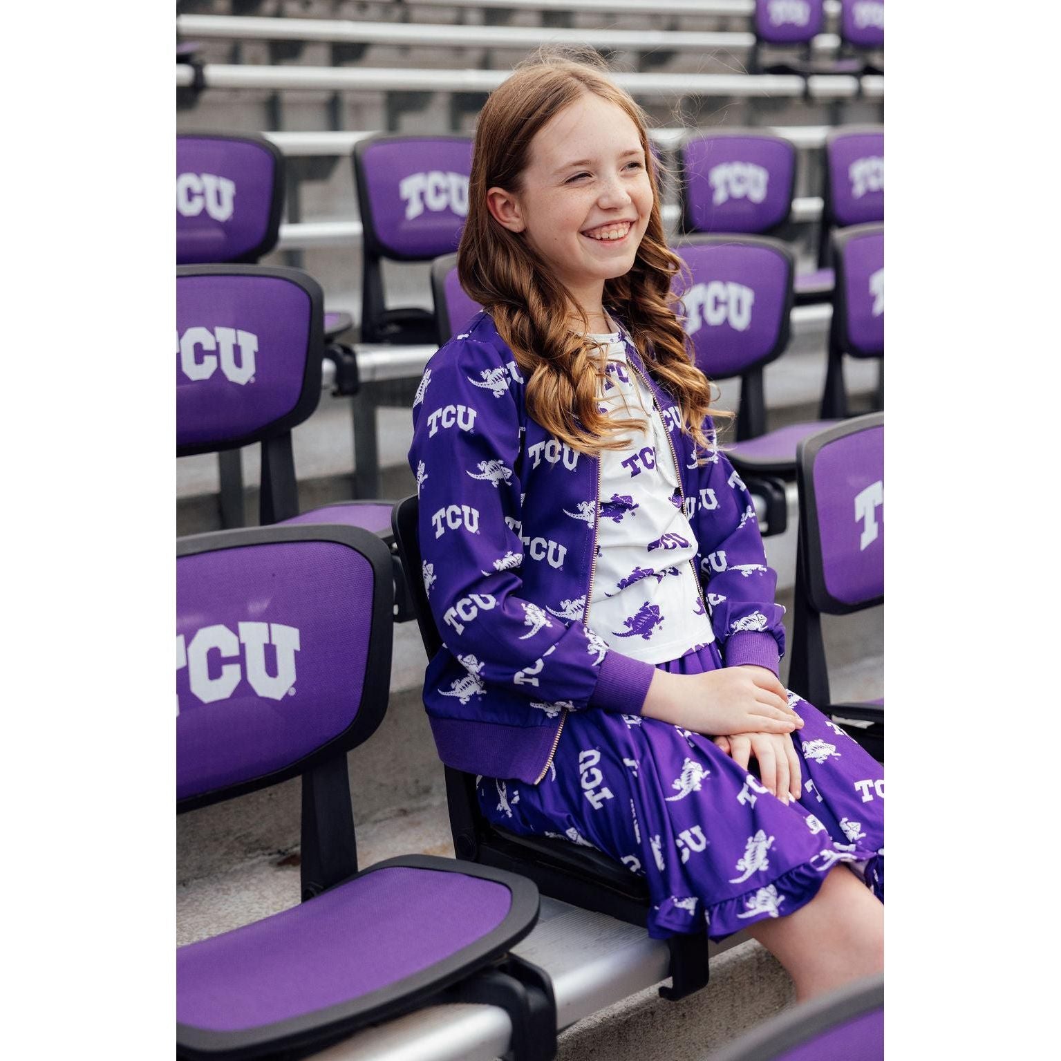 TCU Purple Frog Ruffle Twirl Skort