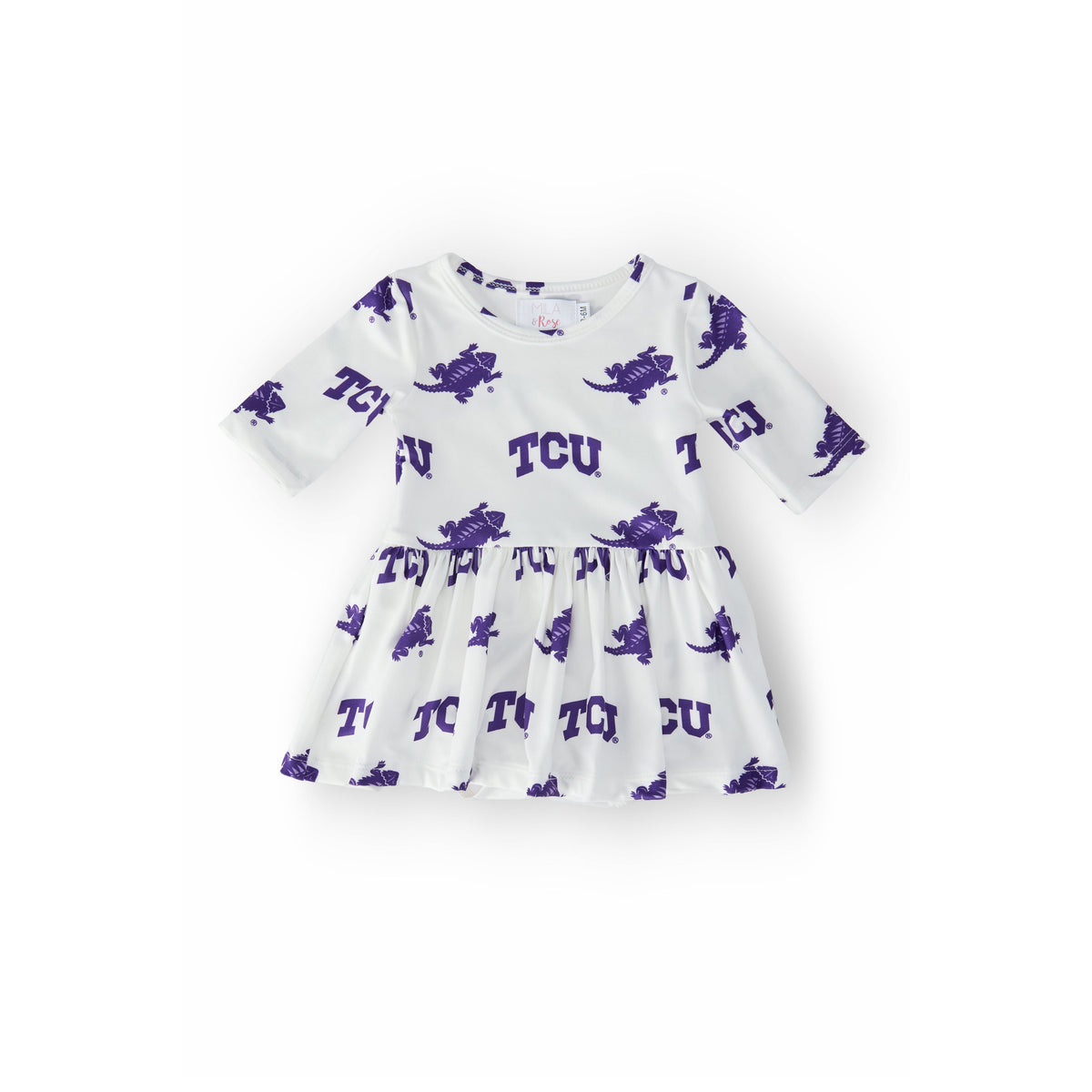 TCU White Frog 3/4 Sleeve Twirl Bodysuit