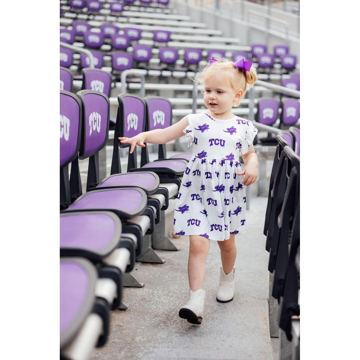 TCU White Frog Flutter Twirl Dress