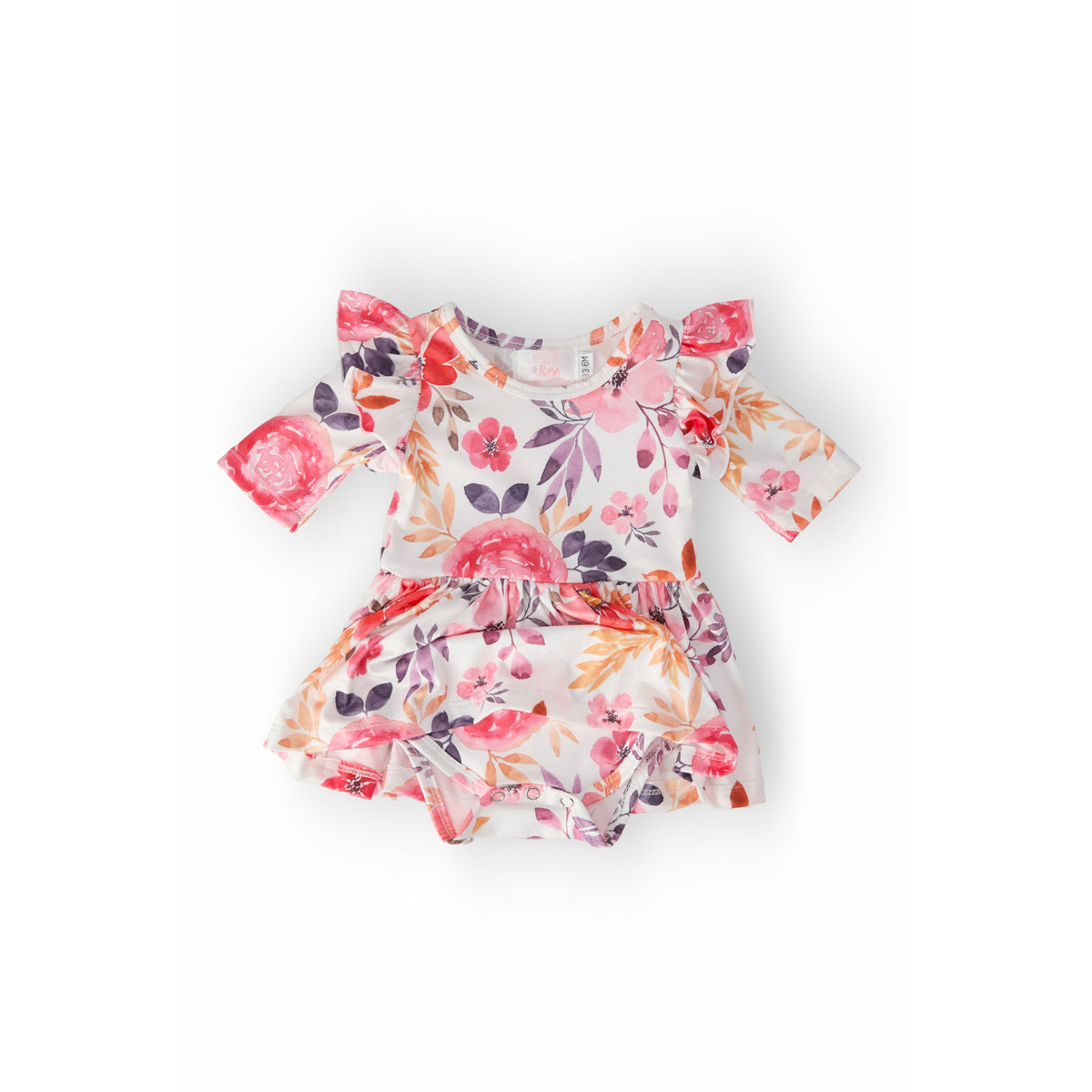 Tangerine Leaves Twirl Flutter Bodysuit