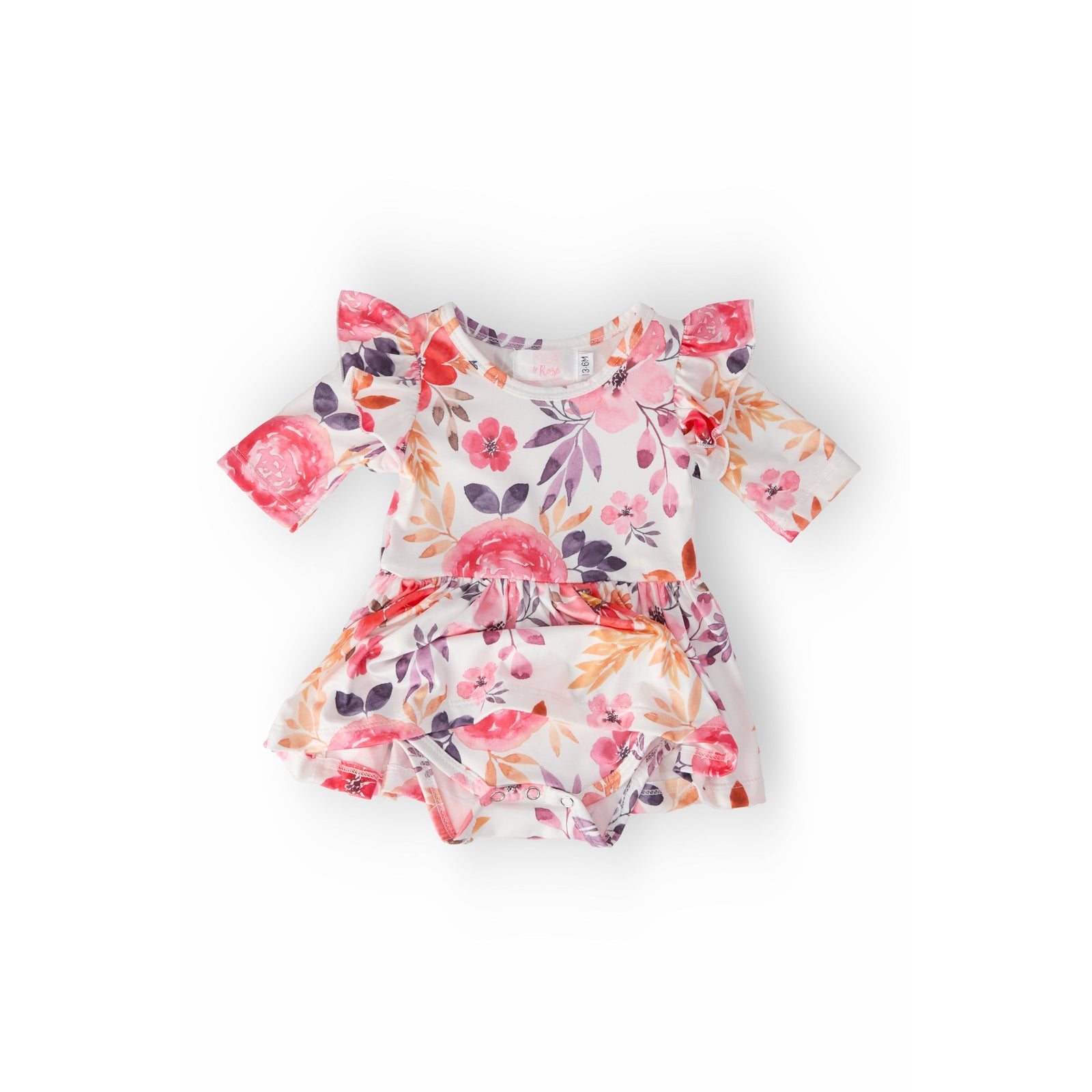 Tangerine Leaves Twirl Flutter Bodysuit