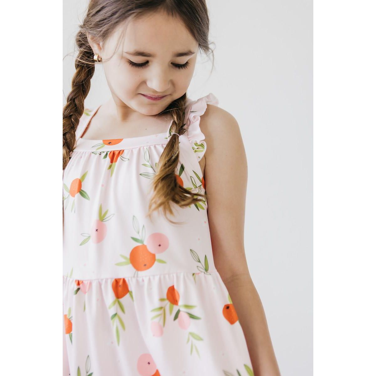 Tangerine Ruffle Cross Back Dress