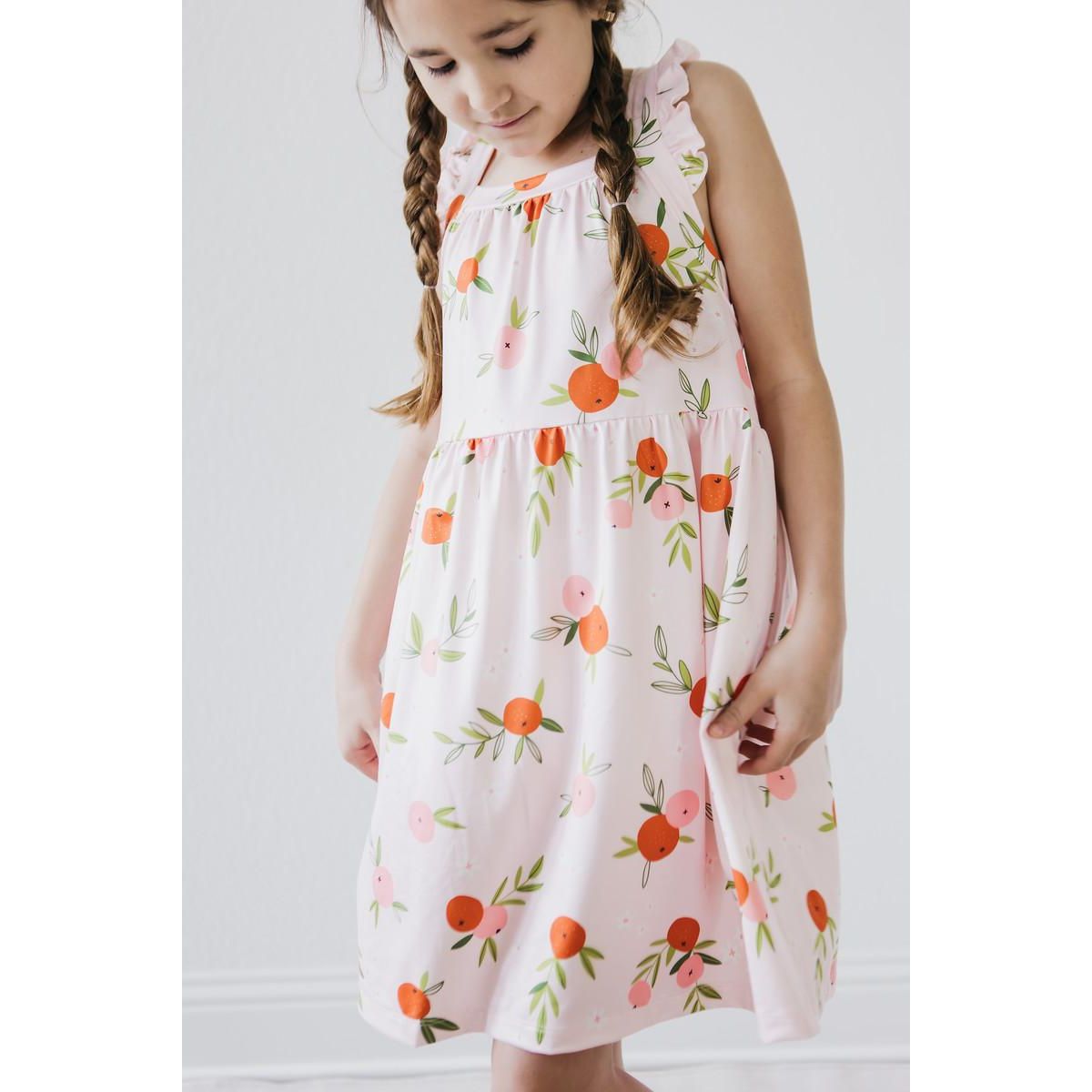 Tangerine Ruffle Cross Back Dress