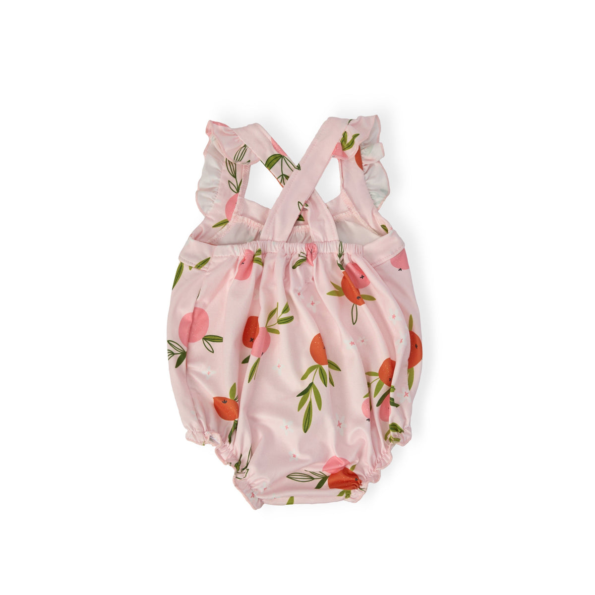 Tangerine Ruffle Cross Back Romper